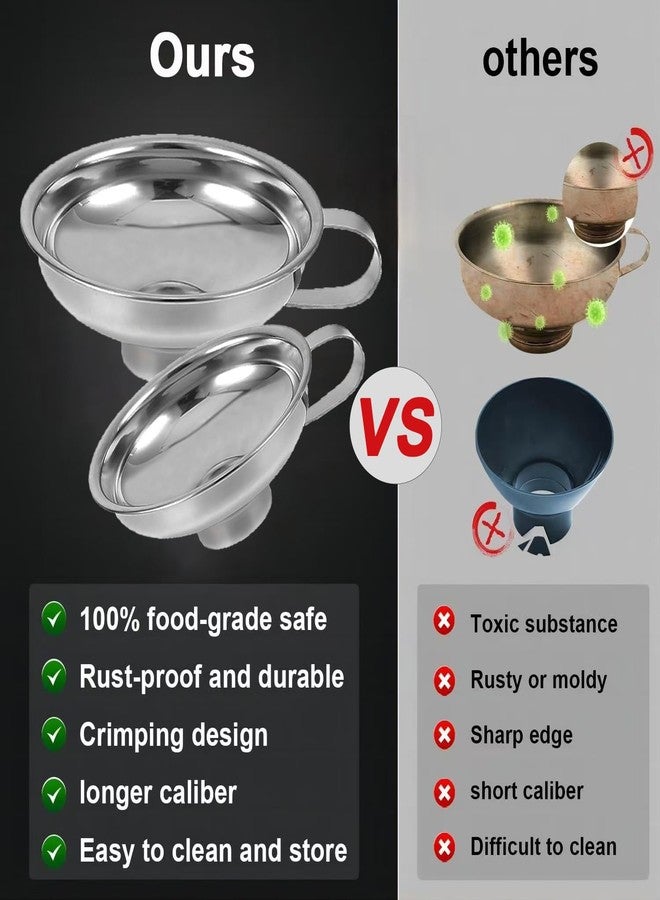 Lmoszuak Stainless Steel Food Canning Funnels for Kitchen Use,Wide Mouth Funnel for Regular Mason Jar,Large Canning Supplies Kit for Filling Bottle(2pcs funnels,Strainer,mesh,Dispensing Funnel) - Image 4