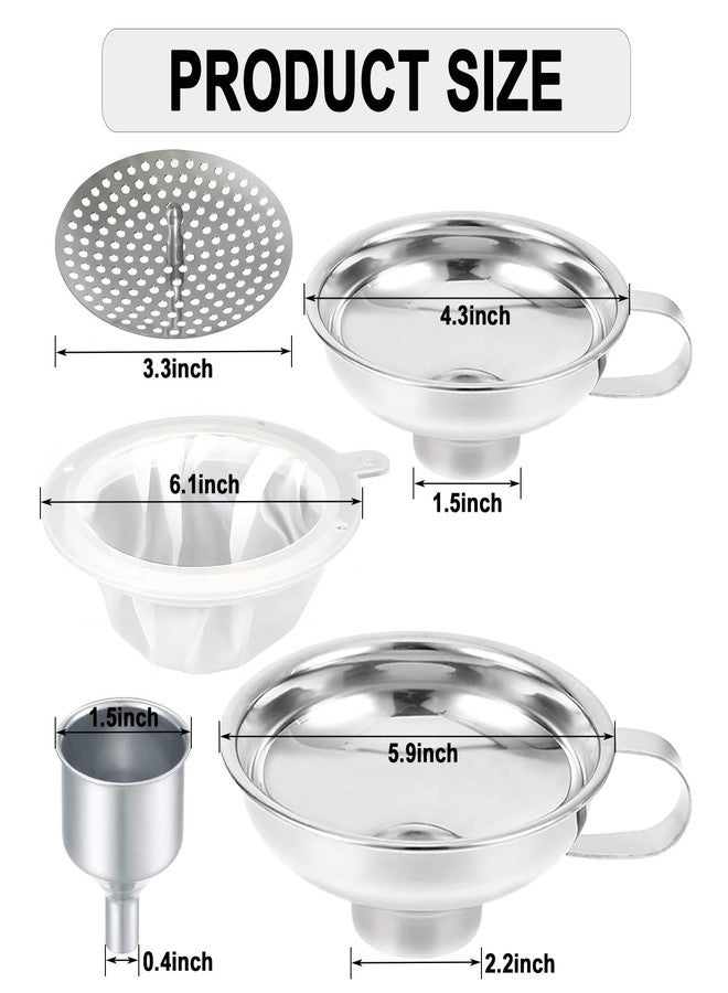 Lmoszuak Stainless Steel Food Canning Funnels for Kitchen Use,Wide Mouth Funnel for Regular Mason Jar,Large Canning Supplies Kit for Filling Bottle(2pcs funnels,Strainer,mesh,Dispensing Funnel) - Image 2