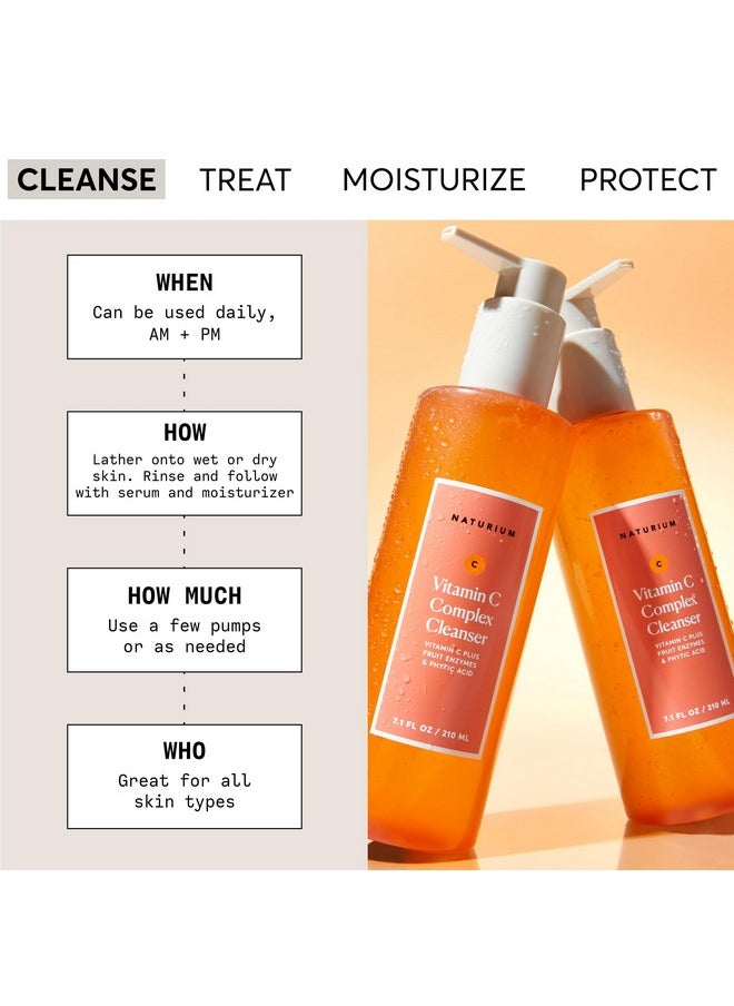 NATURIUM Naturium Vitamin C Complex Cleanser, Gently Exfoliating & Deeply Cleansing Foaming Face Wash Gel with Phytic Acid & Fruit Enzymes, 7.1 oz  - Image 2