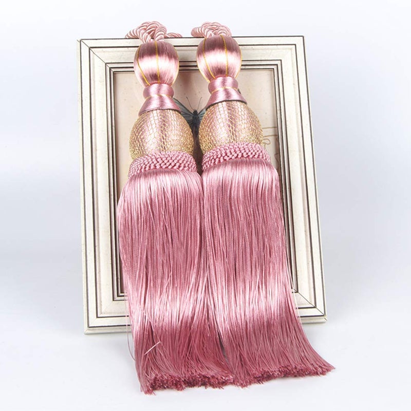 EleCharm 1 Pair Simple Elegant Curtain Cord Tie Drape Holdback Bedroom Curtain Buckle (Dark Pink) - Image 3