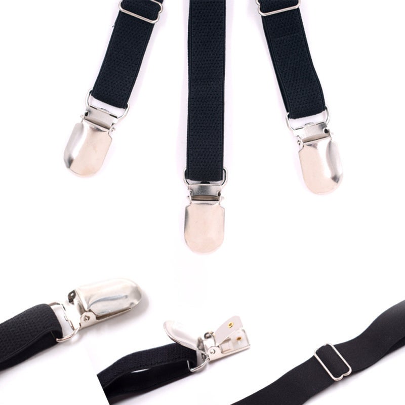 2pcs Non- Shirt Clip Elastic Shirt Stays Garters Adjustable Thigh Shirt Tuck Suspenders Keepers Holder for Men Black - Image 4