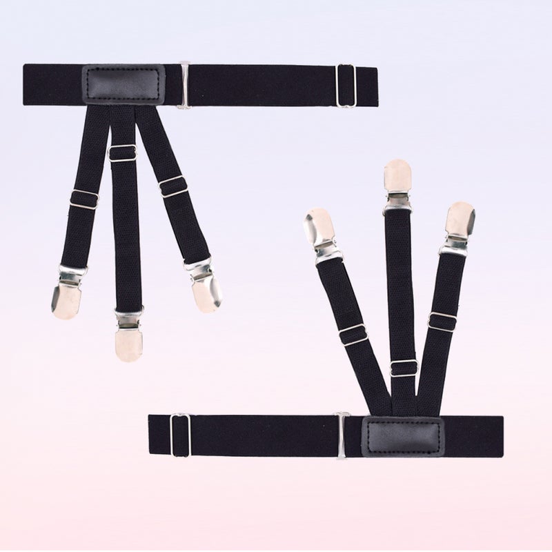 2pcs Non- Shirt Clip Elastic Shirt Stays Garters Adjustable Thigh Shirt Tuck Suspenders Keepers Holder for Men Black - Image 5