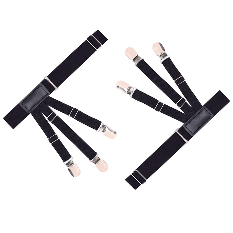 2pcs Non- Shirt Clip Elastic Shirt Stays Garters Adjustable Thigh Shirt Tuck Suspenders Keepers Holder for Men Black - Image 3
