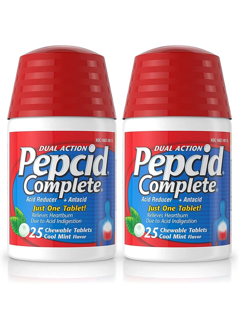Pepcid Pepcid Complete Tablets Cool Mint Flavor - 25 ct, Pack of 2 