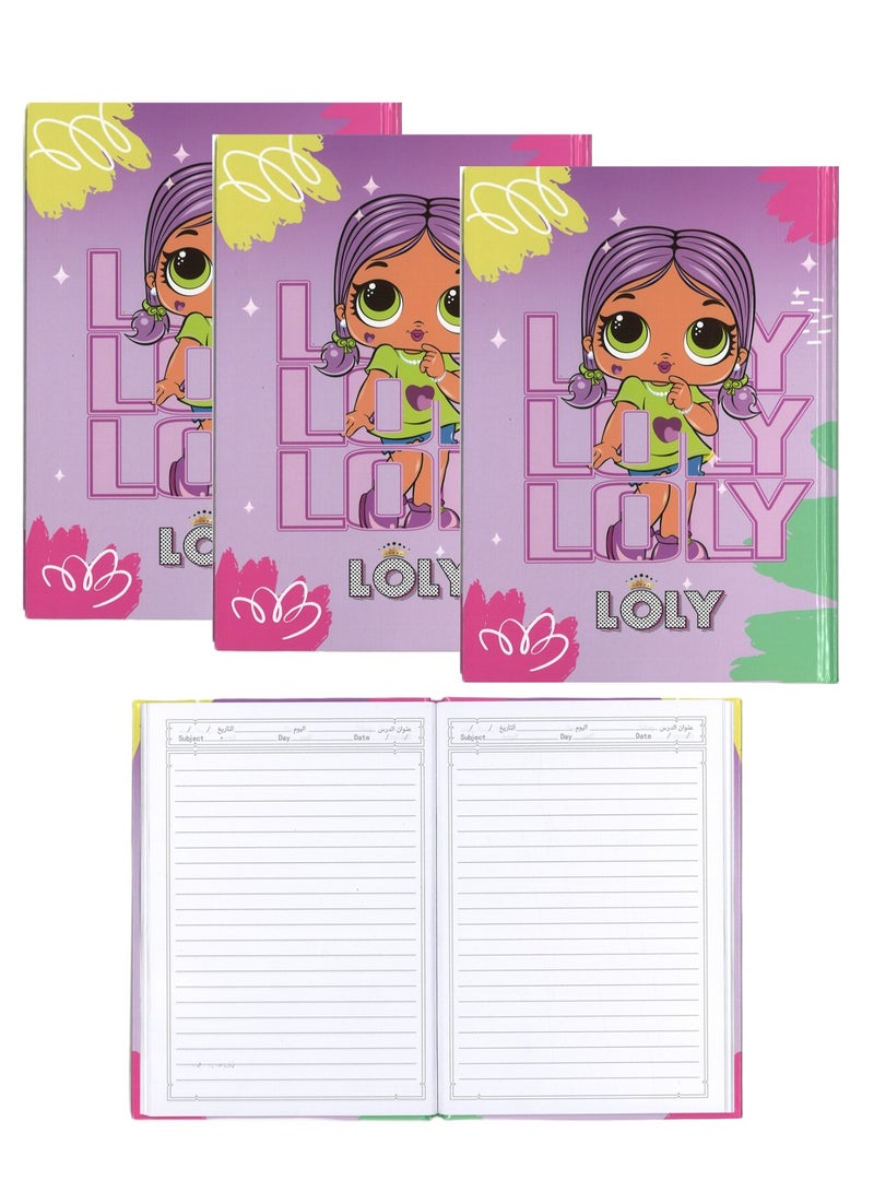 3-Piece A5 Size Single Line Notebook With Hard Cover 60 Sheets - Image 1