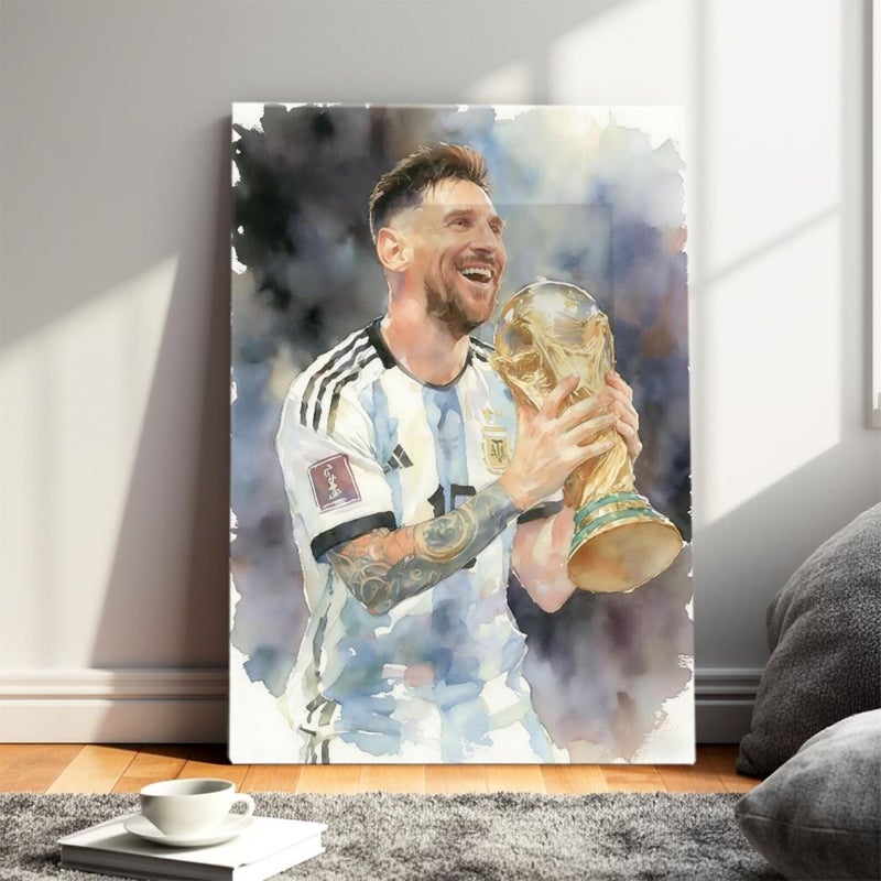 ARS Framed Canvas Abstract Painting Print of Lionel Messi, Soccer Fans, Soccer Lovers, Number 10 Football Decor, World Cup 2026, Wall Art Print Wall Decor for Office Living Room Bedroom Gifting - Image 1