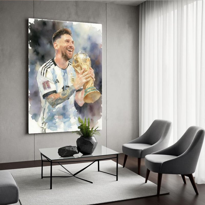 ARS Framed Canvas Abstract Painting Print of Lionel Messi, Soccer Fans, Soccer Lovers, Number 10 Football Decor, World Cup 2026, Wall Art Print Wall Decor for Office Living Room Bedroom Gifting - Image 3