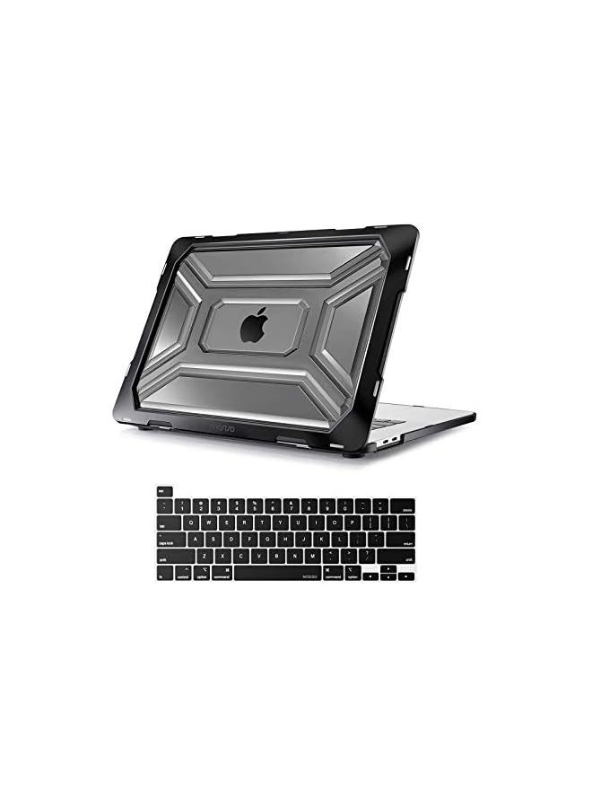 موسيسو متوافق مع حافظة MacBook Pro مقاس 16 بوصة إصدار 2020 2019 A2141 مع شريط اللمس ومعرف اللمس، حافظة صلبة من البلاستيك عالي التحمل مع مصد TPU وغطاء لوحة المفاتيح، أسود - Image 1