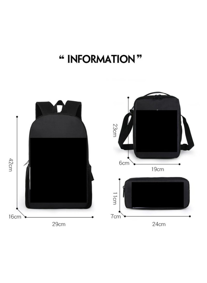 Student large capacity backpack cartoon backpack shoulder bag shoulder bag pencil case three piece set - Image 2