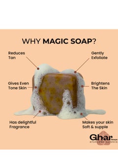 GHAR SOAP Sandalwood & Saffron Magic Soaps For Bath (100 Gms Pack Of 2) Paraben Free Chandan & Kesar Bath Soap Handmade Soaps For Glowing Skin Brightening Soap For Men & Women  - Image 3