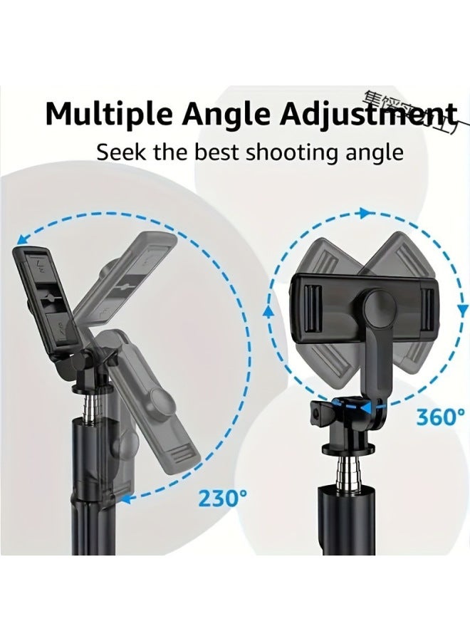 Bluetooth Selfie Stick Multi-function Handheld Landing Photo Live Broadcast Horizontal And Vertical Universal Tripod Artifact-Color:S03 Black (without Light)  - Image 5