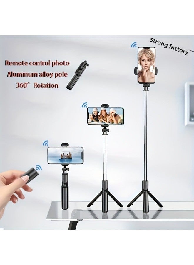Bluetooth Selfie Stick Multi-function Handheld Landing Photo Live Broadcast Horizontal And Vertical Universal Tripod Artifact-Color:S03 Black (without Light)  - Image 3