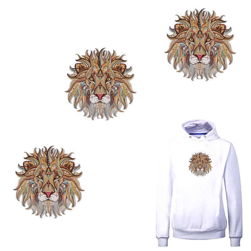 3 Pcs Iron-on Transfer Vinyl Cloth Patch Sticker Cool 3D Lion King Wolf Stickers for Tops T-shirt Tote Curtain Household DIY Decoration - Image 2