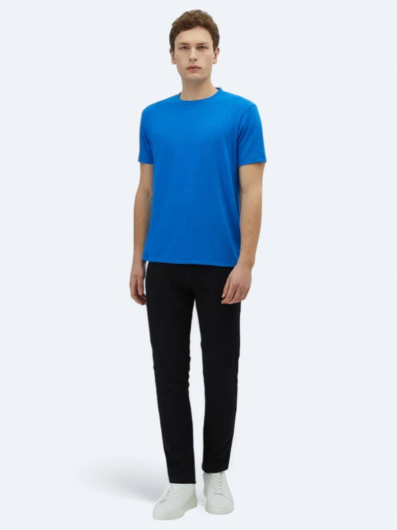 Kip Saks Plain Crew Neck Cotton Blended T-Shirt