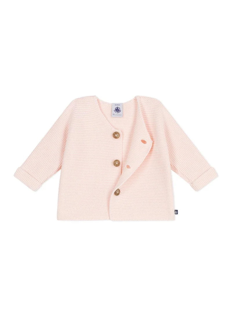 Petit Bateau Babies' moss stitch cotton cardigan