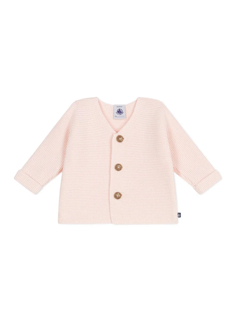 Petit Bateau Babies' moss stitch cotton cardigan