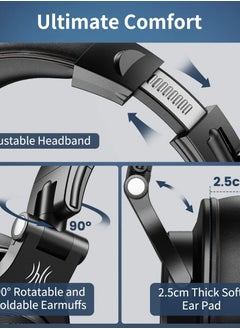 OneOdio OneOdio A71 Hi-Res Studio Recording Headphones - Wired Over Ear Headphones with SharePort, Professional Monitoring & Mixing Foldable Headphones with Stereo Sound (Black)  - Image 3