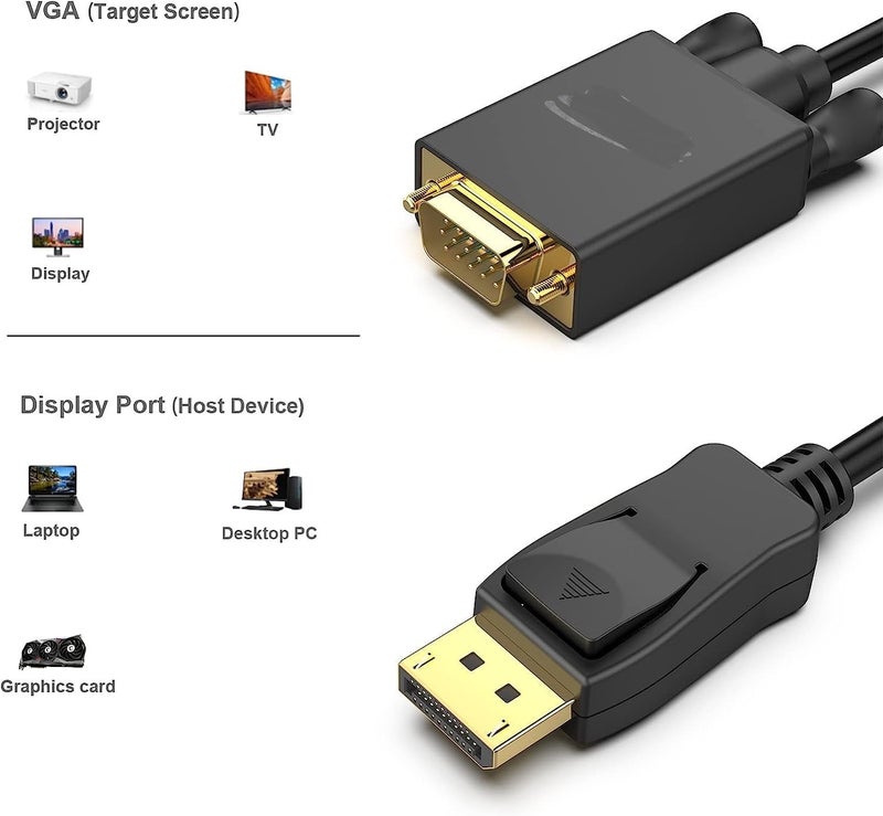 DisplayPort to VGA Adapter Smile, DP DisplayPort to VGA 6 Feet Cable - Image 4