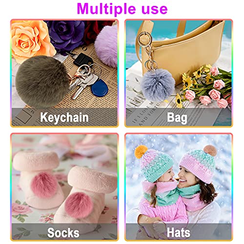 BQTQ 30 Pieces Faux Fur Pom Pom Balls with Elastic Loop Faux Rabbit Fur Fluffy Pompoms for Hats Beanie Scarves Gloves Bags Accessories(15 Soft Colors, 2 Pcs Each Color) - Image 5