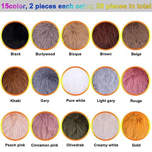 BQTQ 30 Pieces Faux Fur Pom Pom Balls with Elastic Loop Faux Rabbit Fur Fluffy Pompoms for Hats Beanie Scarves Gloves Bags Accessories(15 Soft Colors, 2 Pcs Each Color) - Image 2