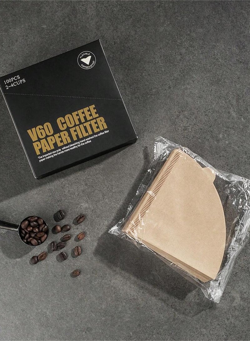 Cone Coffee Filter in  Beige V60 size having 100 Pieces Disposable Paper  - Image 2