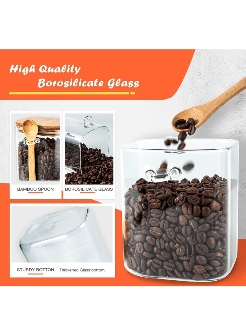 eBasket 2-Pack Airtight Glass Jars - Premium 240ml Glass Food Storage Containers with Airtight Wood Lid and Wooden Spoon Jar Suitable for Coffee, Tea, Sugar and All Spices - Image 2