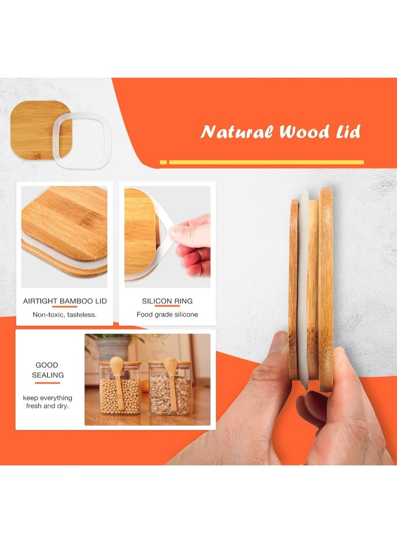 eBasket 2-Pack Airtight Glass Jars - Premium 240ml Glass Food Storage Containers with Airtight Wood Lid and Wooden Spoon Jar Suitable for Coffee, Tea, Sugar and All Spices - Image 3