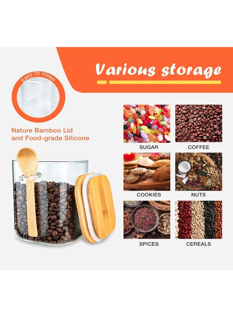 eBasket 2-Pack Airtight Glass Jars - Premium 240ml Glass Food Storage Containers with Airtight Wood Lid and Wooden Spoon Jar Suitable for Coffee, Tea, Sugar and All Spices - Image 4