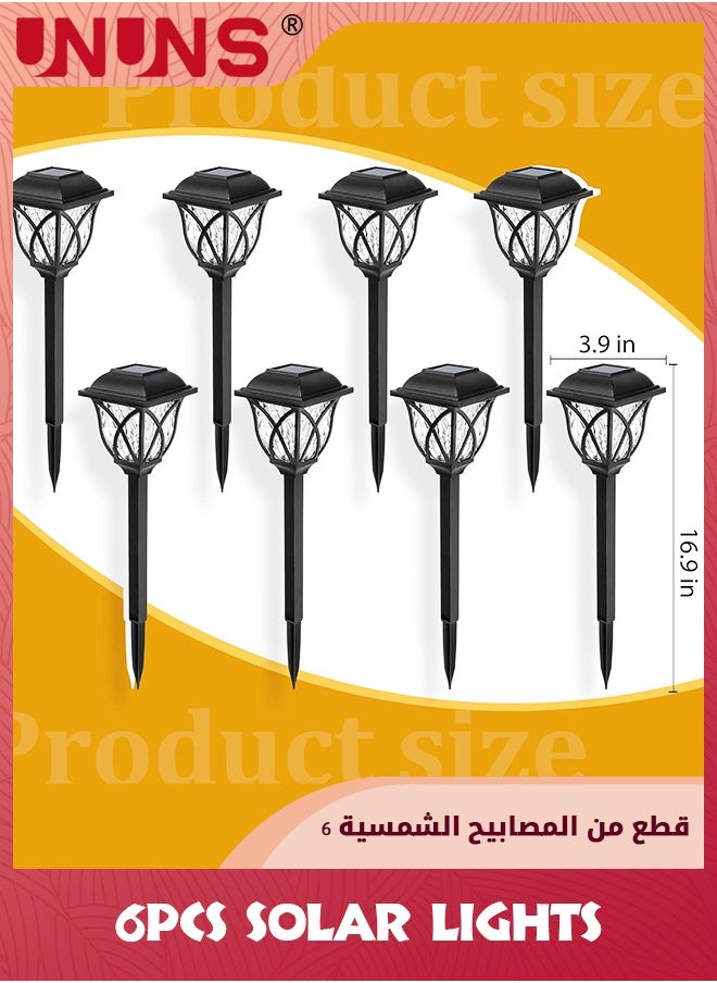 UNUNS  lights حديقة شمسية، حزمة 6 lights فناء شمسية، lights شمسية براقة خارجية مقاومة للماء، lights ممر شمسية LED تعمل تلقائيًا، lights المناظر الطبيعية بالطاقة الشمسية للفناء، الممر، العشب  - Image 2