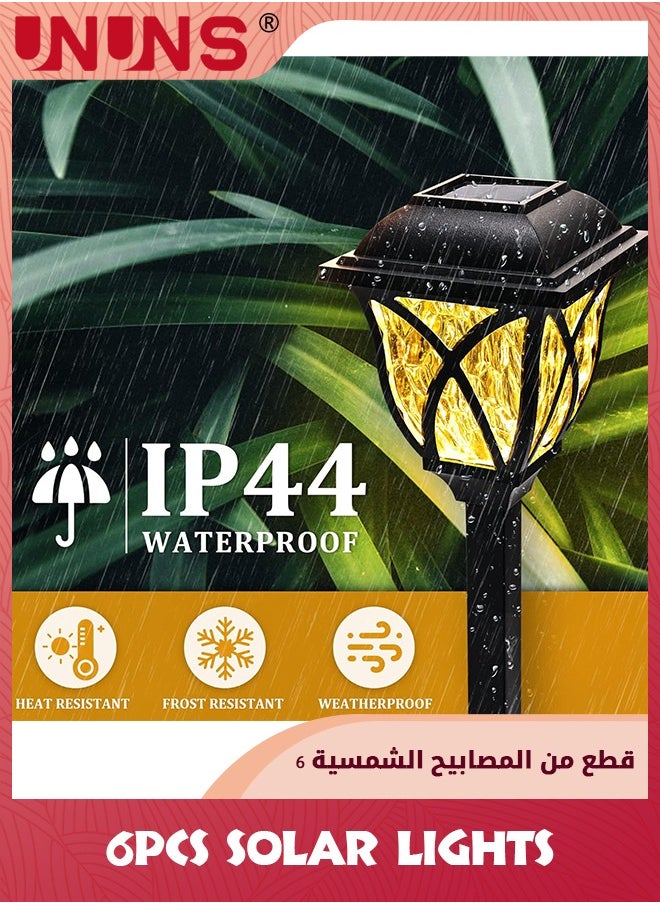 UNUNS  lights حديقة شمسية، حزمة 6 lights فناء شمسية، lights شمسية براقة خارجية مقاومة للماء، lights ممر شمسية LED تعمل تلقائيًا، lights المناظر الطبيعية بالطاقة الشمسية للفناء، الممر، العشب  - Image 5