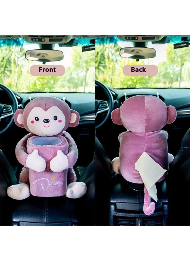 Generic Plush Monkey Tissue Holder，Multifunctional Creative Car Tissue Box 2-in-1 Plush Toy Car Interior Accessories  - Image 1
