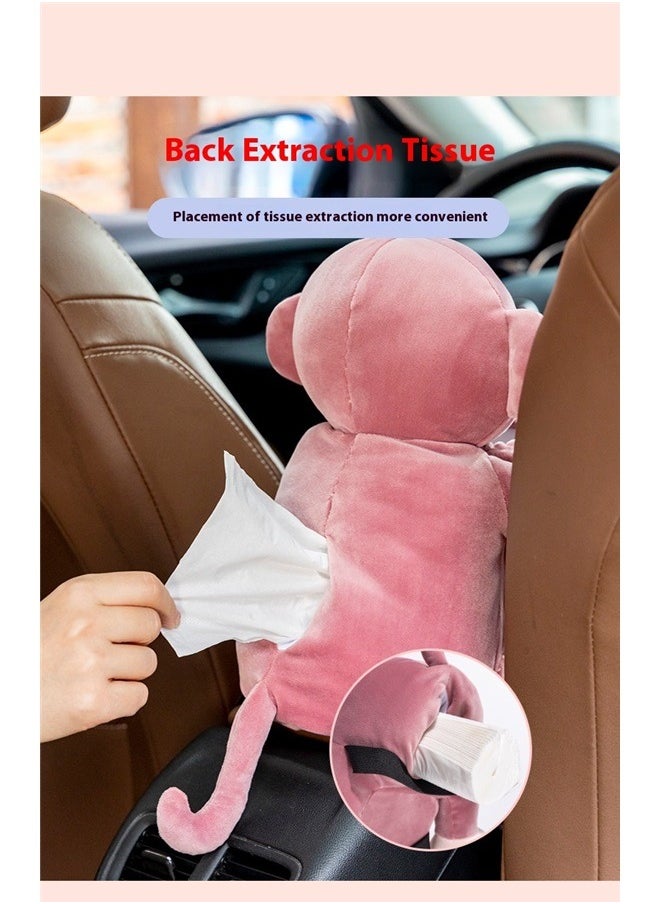 Generic Plush Monkey Tissue Holder，Multifunctional Creative Car Tissue Box 2-in-1 Plush Toy Car Interior Accessories  - Image 3