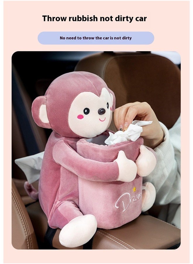Generic Plush Monkey Tissue Holder，Multifunctional Creative Car Tissue Box 2-in-1 Plush Toy Car Interior Accessories  - Image 4