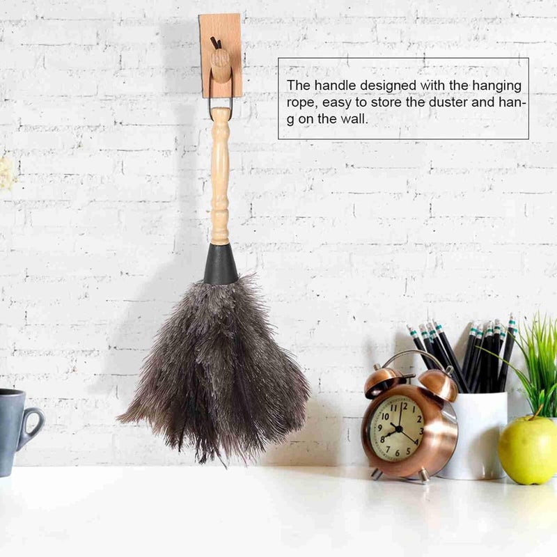Ejoyous Feathers Duster, 13.4in Anti Static Feathers Duster with Wood Handle Reusable, Eco-Friendly Handheld Dust Removal Cleaning Tool for Keyboard Home Car Office - Image 2