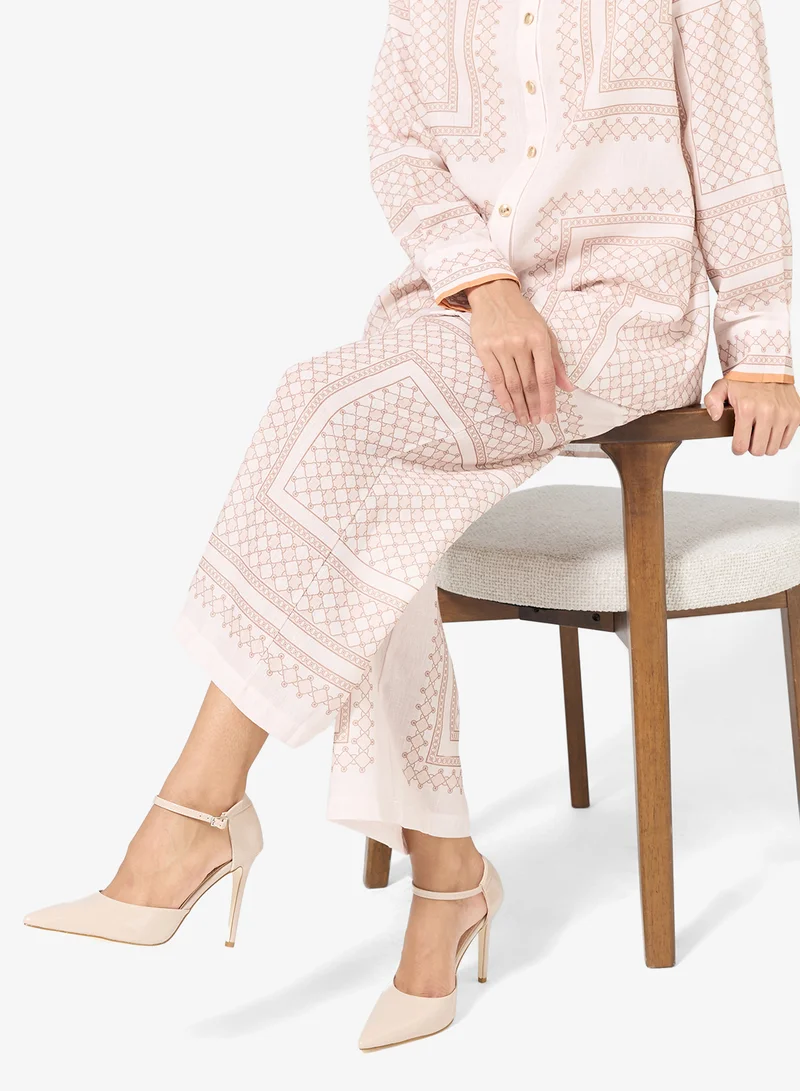 ELLA Beige High Heel Pumps With Strap for Women | Best Price UAE