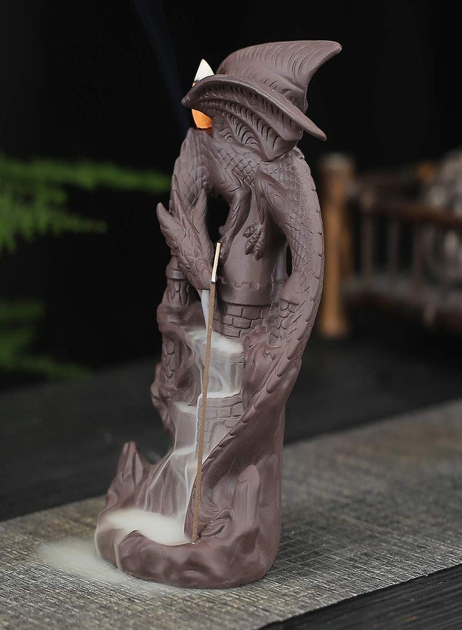 OTDCGI Dragon Backflow Incense Burner Handmade Ceramics Ornamen Statue Fountain Home Decor Waterfall Incense Holder, with 10 Backflow Incense Cones and 1Mat - Image 5