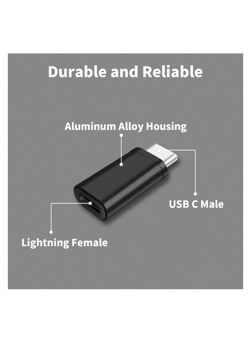 4-Pack Lightning Female to USB-C Male Adapter - Compatible with iPhone 15/15 Pro/15 Pro Max/15 Plus, iPad Air, Google Pixel for Charging and Data Transfer. - Image 3