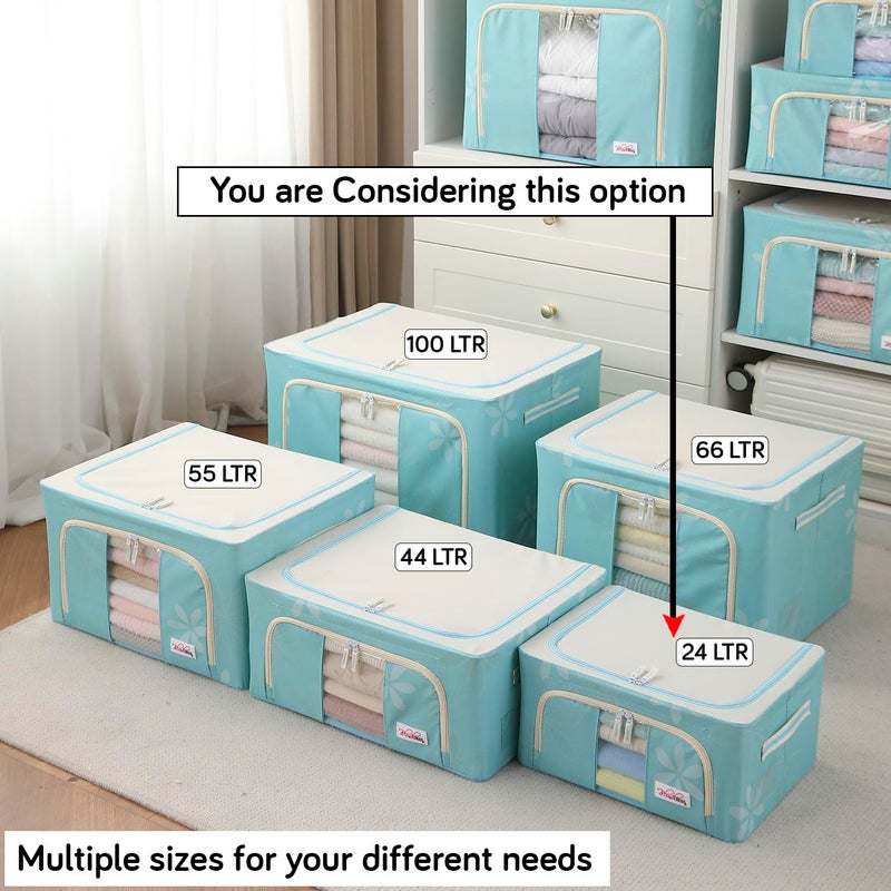 BlushBees Living Box Storage Boxes for Clothes Shirts Saree Cover BLUE 24 Ltr Pack of 1 AR482 - Image 4