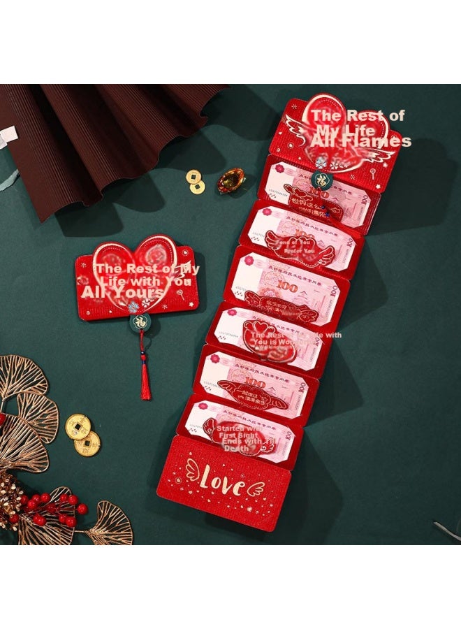 Extreme Space Red Packet Folding Creative Birthday Gift 6-card Slot 3d Red Packet Confession Artifact With Envelope For The Rest Of Your Life - Image 1