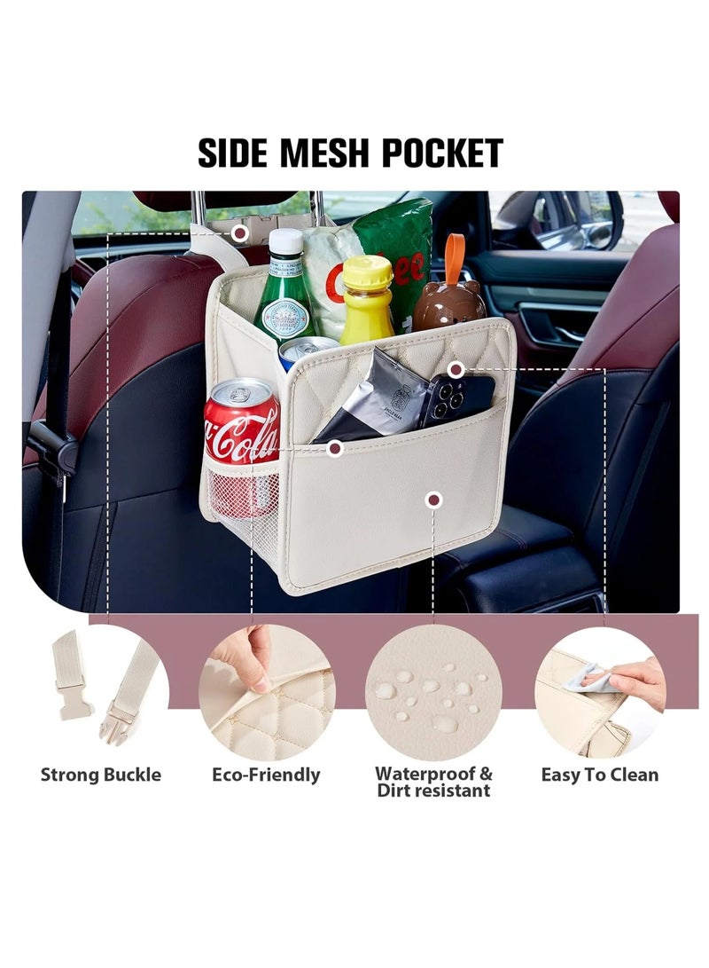 YelaJoy Universal Multifunctional Car Back Seat Organizer with Cup Holders (White) - Image 4