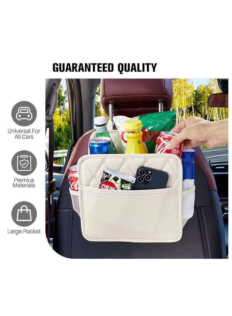 YelaJoy Universal Multifunctional Car Back Seat Organizer with Cup Holders (White) - Image 5
