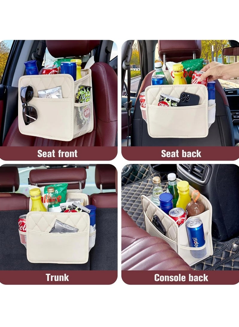 YelaJoy Universal Multifunctional Car Back Seat Organizer with Cup Holders (White) - Image 2