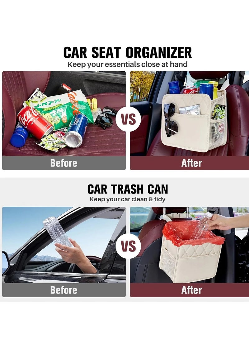 YelaJoy Universal Multifunctional Car Back Seat Organizer with Cup Holders (White) - Image 3
