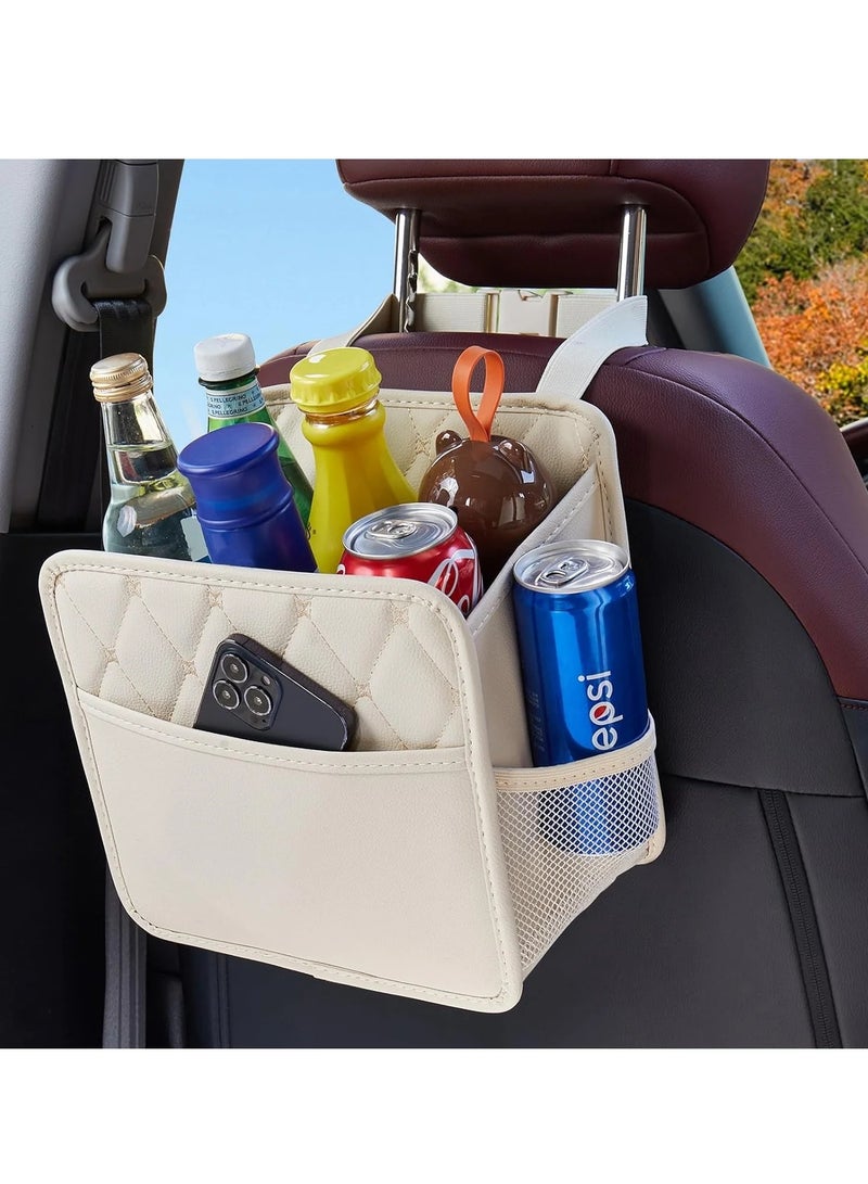 YelaJoy Universal Multifunctional Car Back Seat Organizer with Cup Holders (White) - Image 1