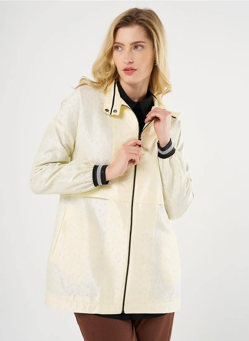 Kayra Textured Zip-Up Jacket - Light Yellow