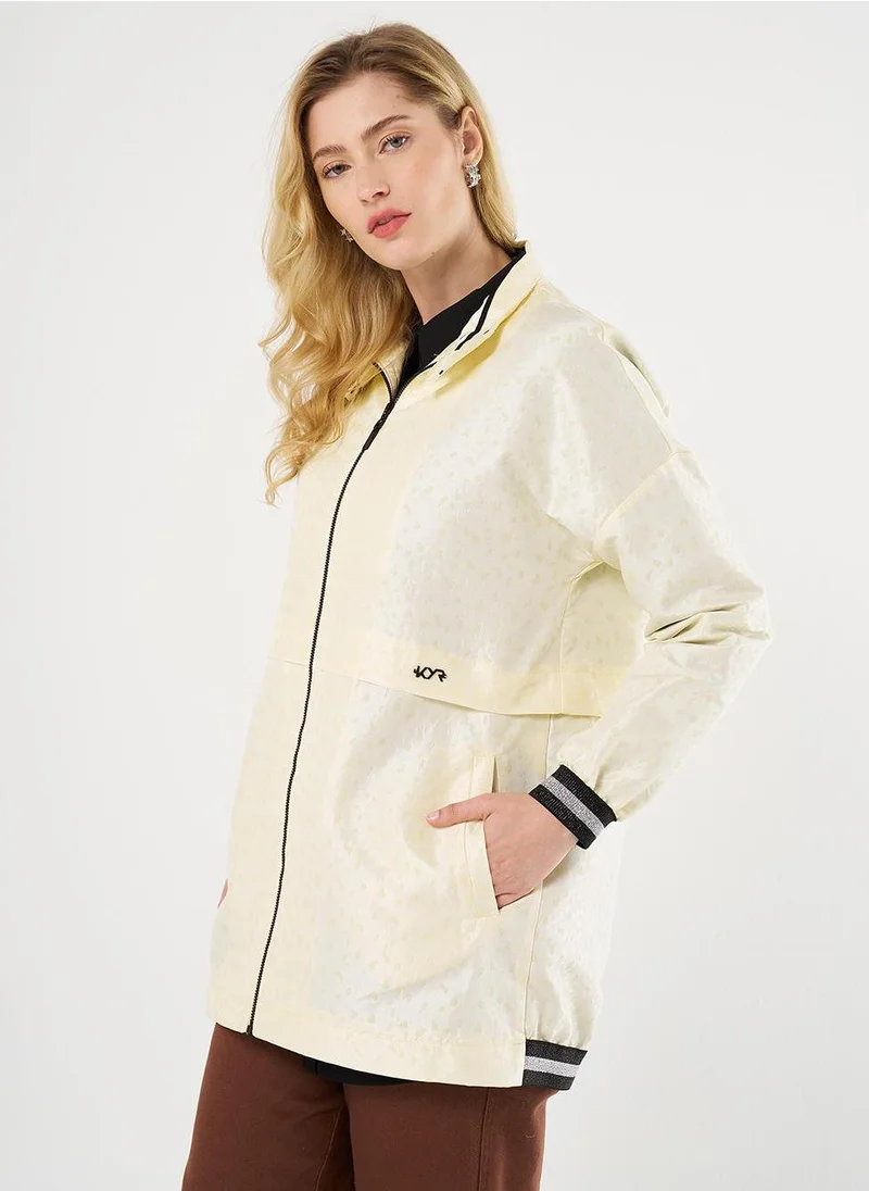 Kayra Textured Zip-Up Jacket - Light Yellow