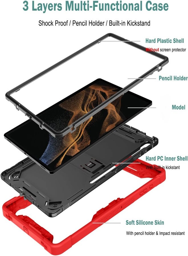 general Compatible with Samsung Galaxy Tab S10 Ultra 14.6 Inch 2024 SMX920 SMX926B Heavy Duty Rugged Hybrid Shockproof Protective Cover Built in Kickstand - Image 4