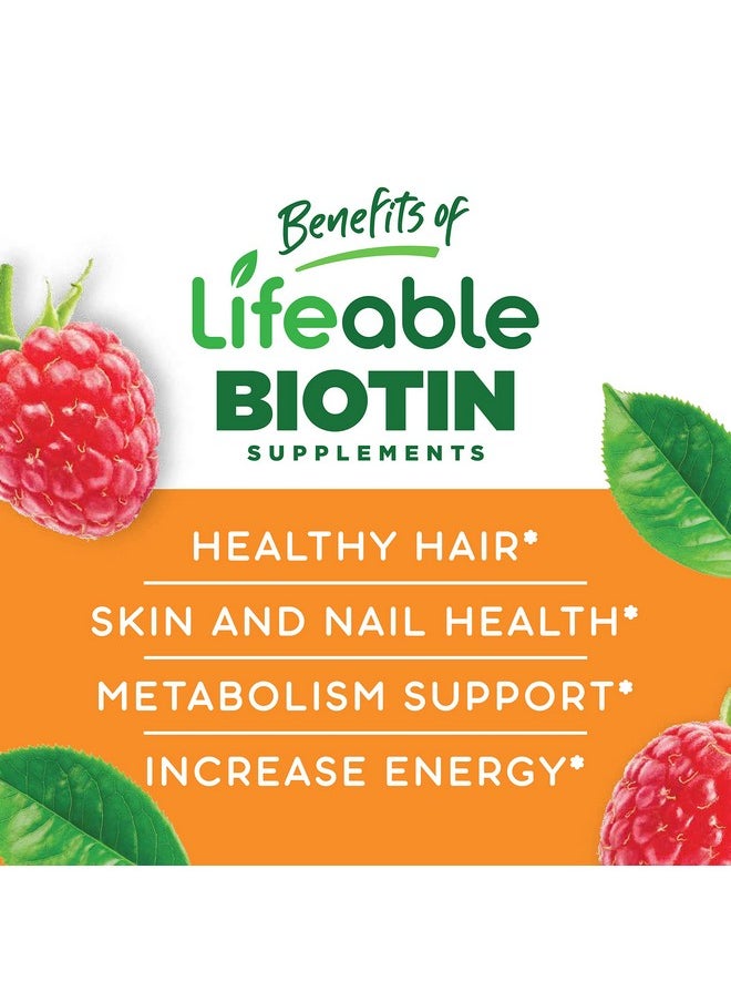 Lifeable Sugar Free Biotin Gummies 5000Mcg Great Tasting Natural Flavor Supplement Vitamins Vegetarian Gmo Free Chewable For Hair Skin And Nails Support For Men Women And Teens 90 Gummies  - Image 4