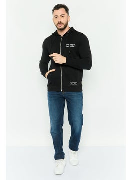 Gazzarrini Men Hooded Brand Logo Long Sleeves Hoodie, Black  - Image 2