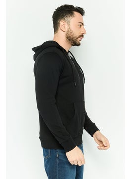 Gazzarrini Men Hooded Brand Logo Long Sleeves Hoodie, Black  - Image 3